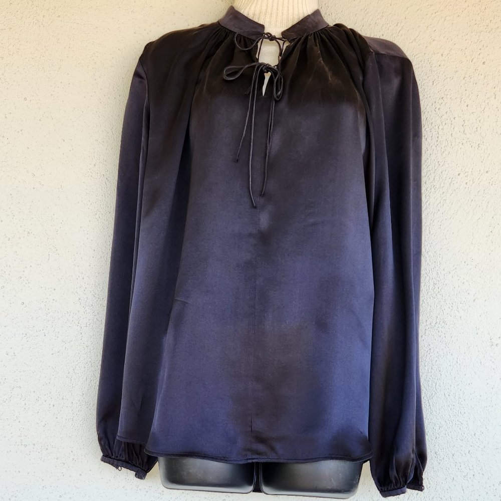 Luisa Cerano black  silk balloon sleeve bohemian top/blouse Sz 10